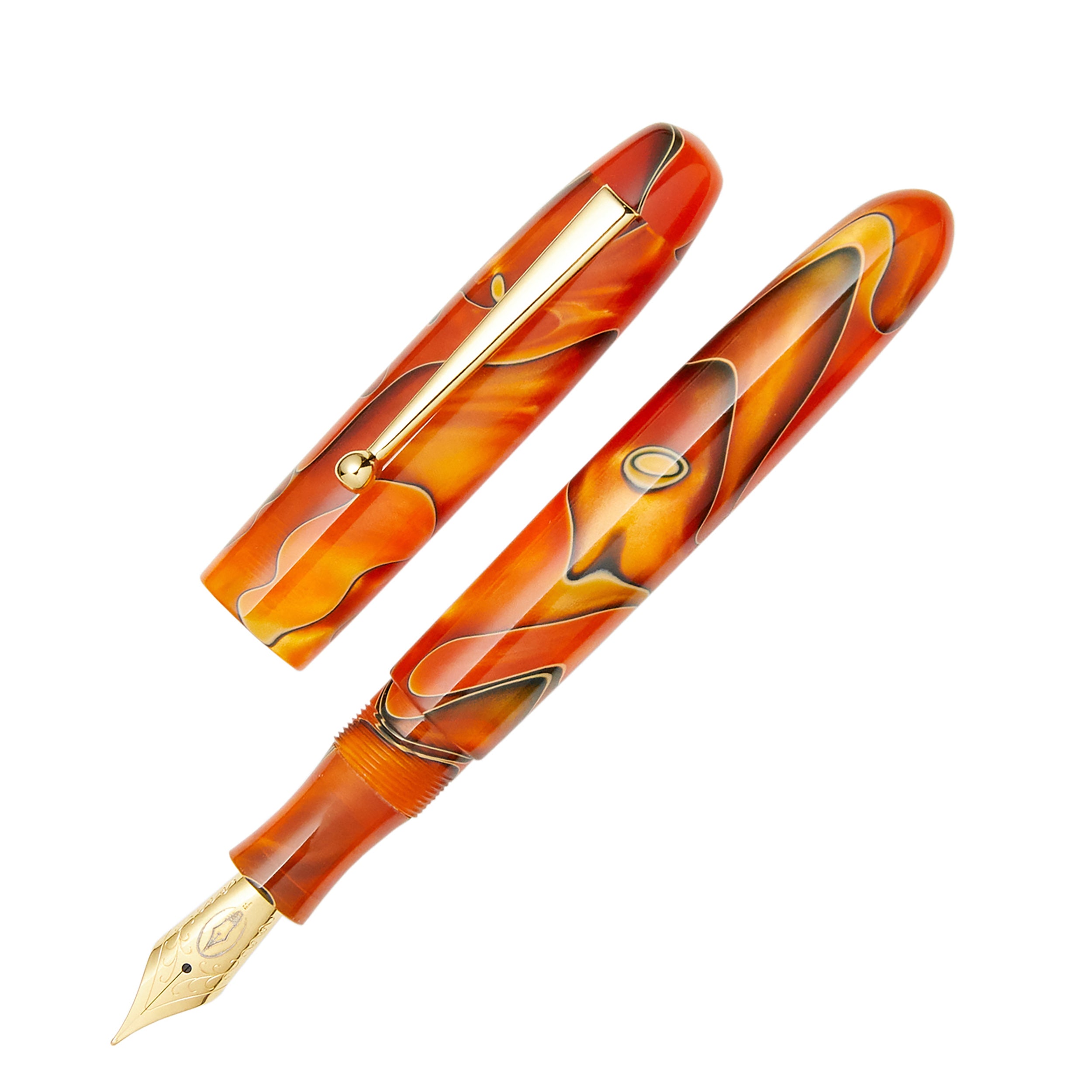 Edison Collier Fountain Pen - Persimmon Swirl - The Goulet Pen Company