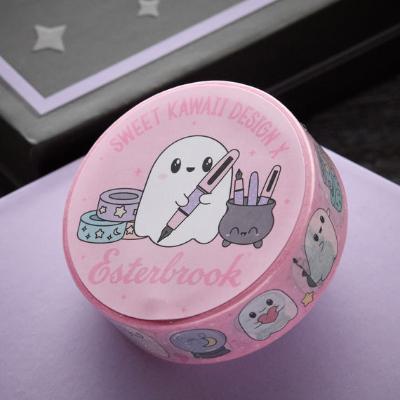 Esterbrook Washi Tape - Pastel Halloween Pink Ghosts (Special Edition)