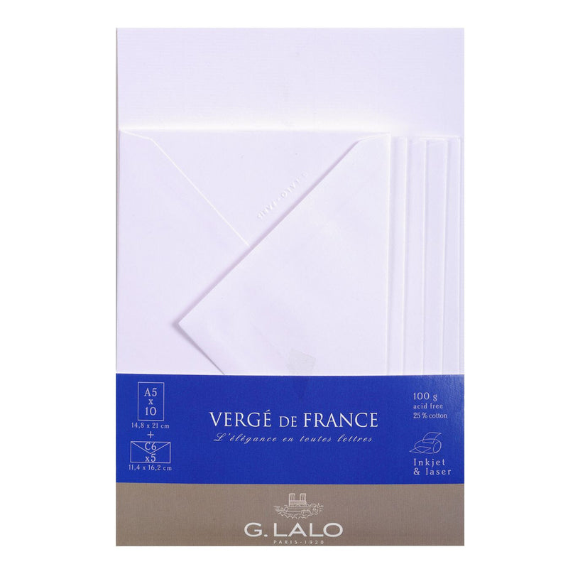 G. Lalo Vergé de France A5 Correspondence Set - White