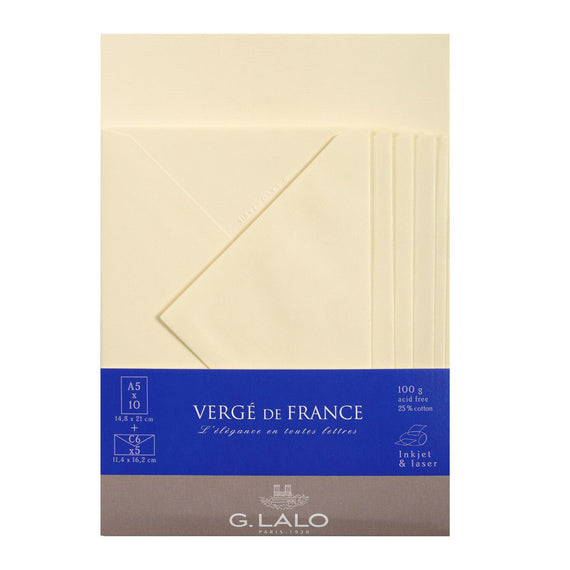 G. Lalo Vergé de France A5 Correspondence Set - Ivory