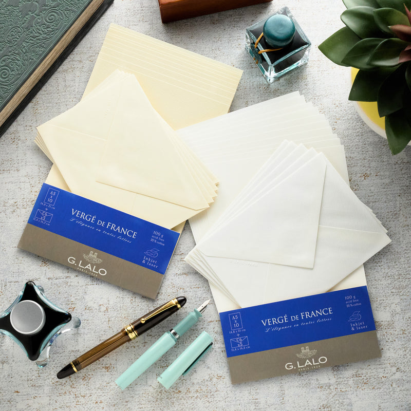 G. Lalo Vergé de France A5 Correspondence Set - White