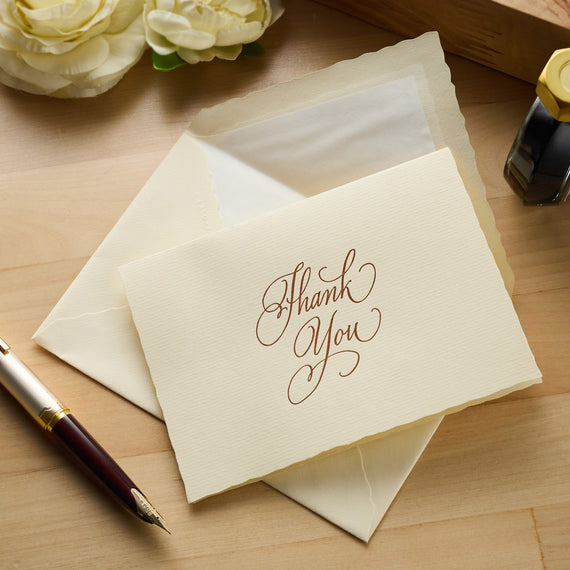 G. Lalo Vergé de France Foldover Thank You Cards - Ivory