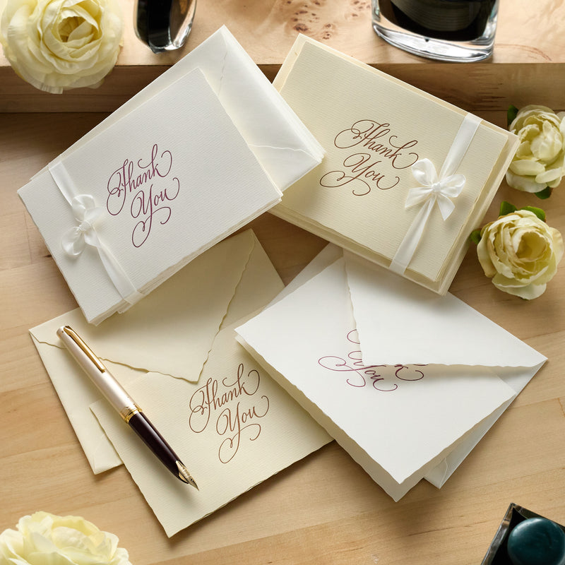 G. Lalo Vergé de France Foldover Thank You Cards - White