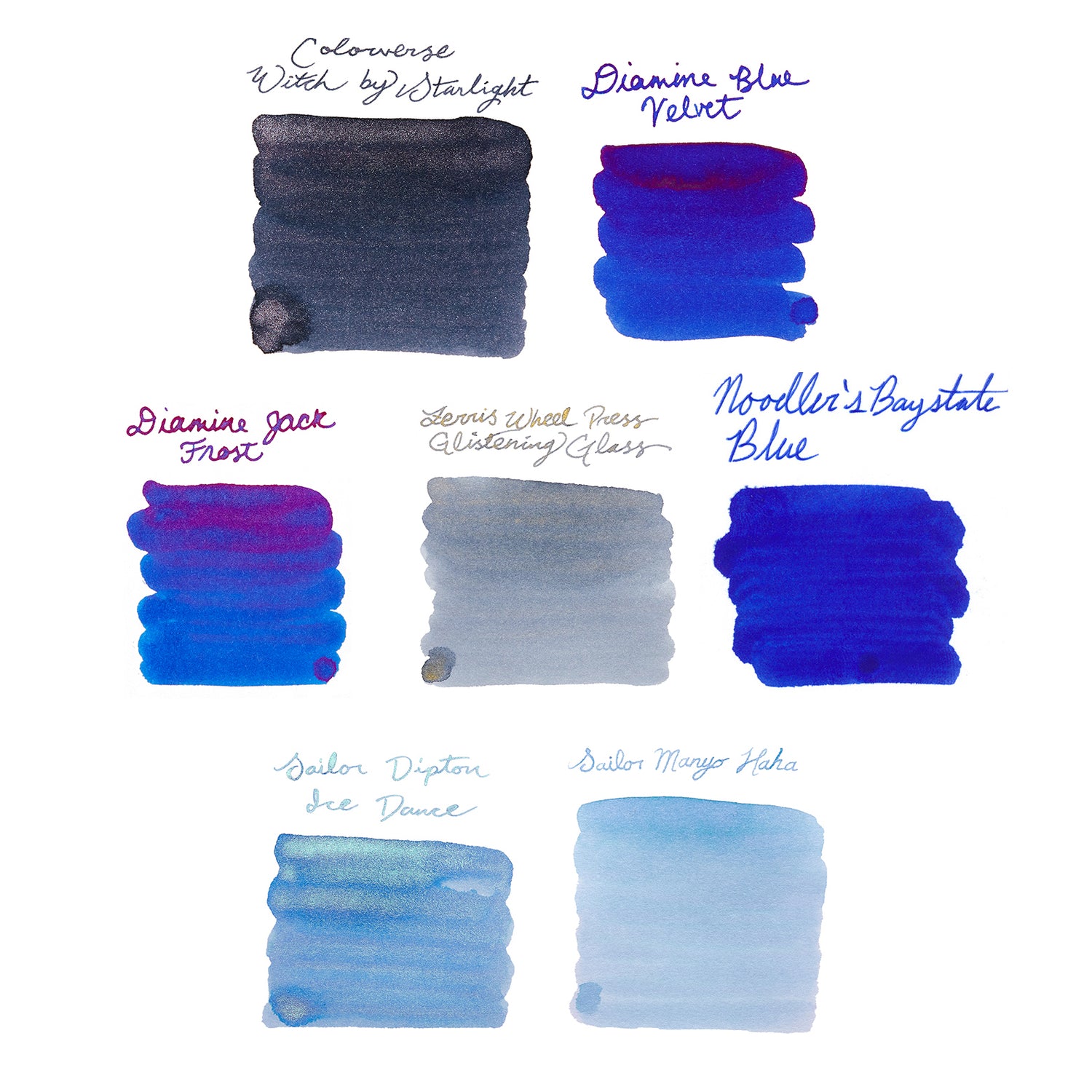 Ink Blue Colour Example Must-Try Special Blue Ink Sample Bundle - The Goulet Pen Company
