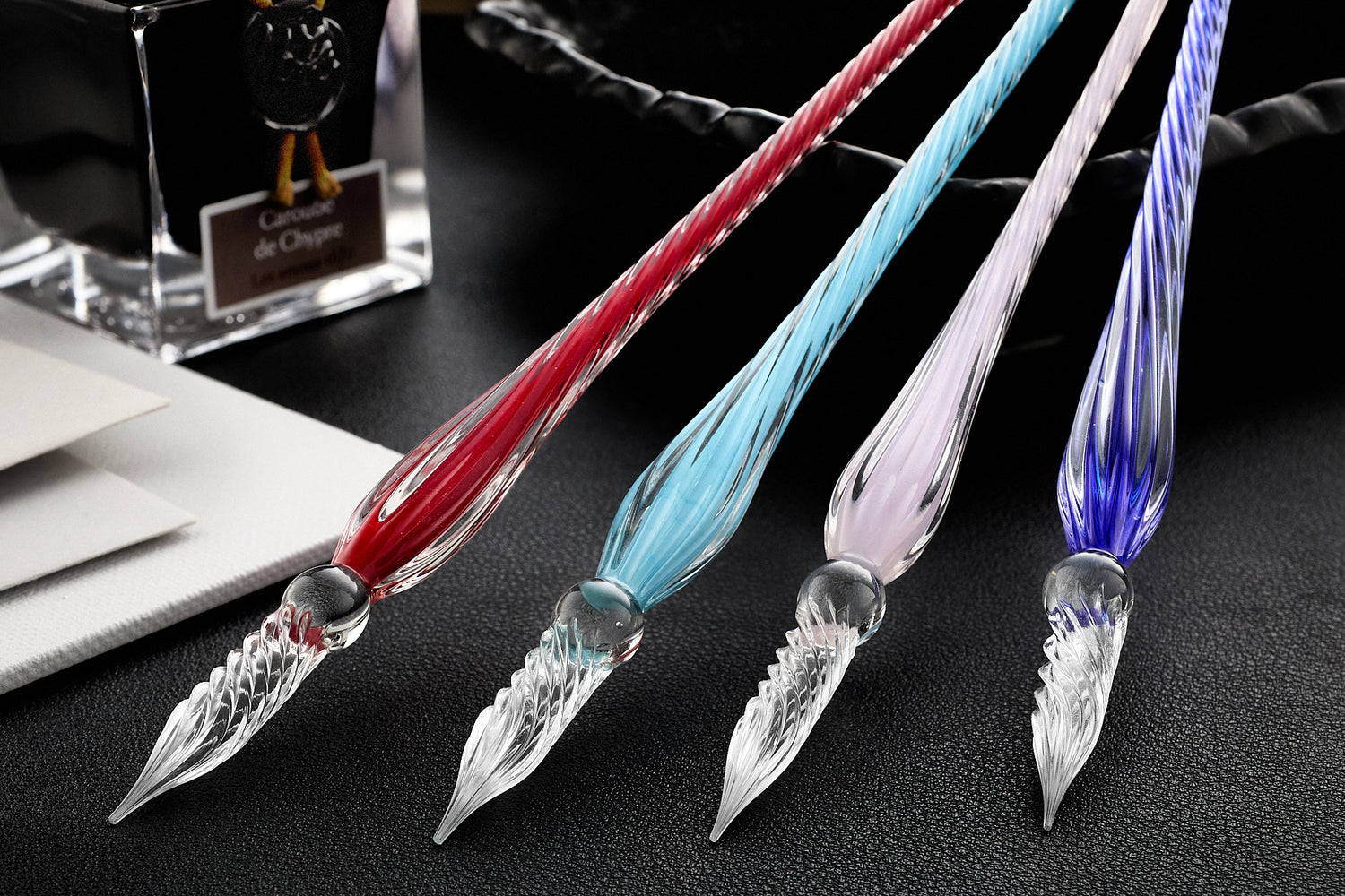 Jacques Herbin Twisted Glass Dip Pen Bleu Azur The Goulet Pen