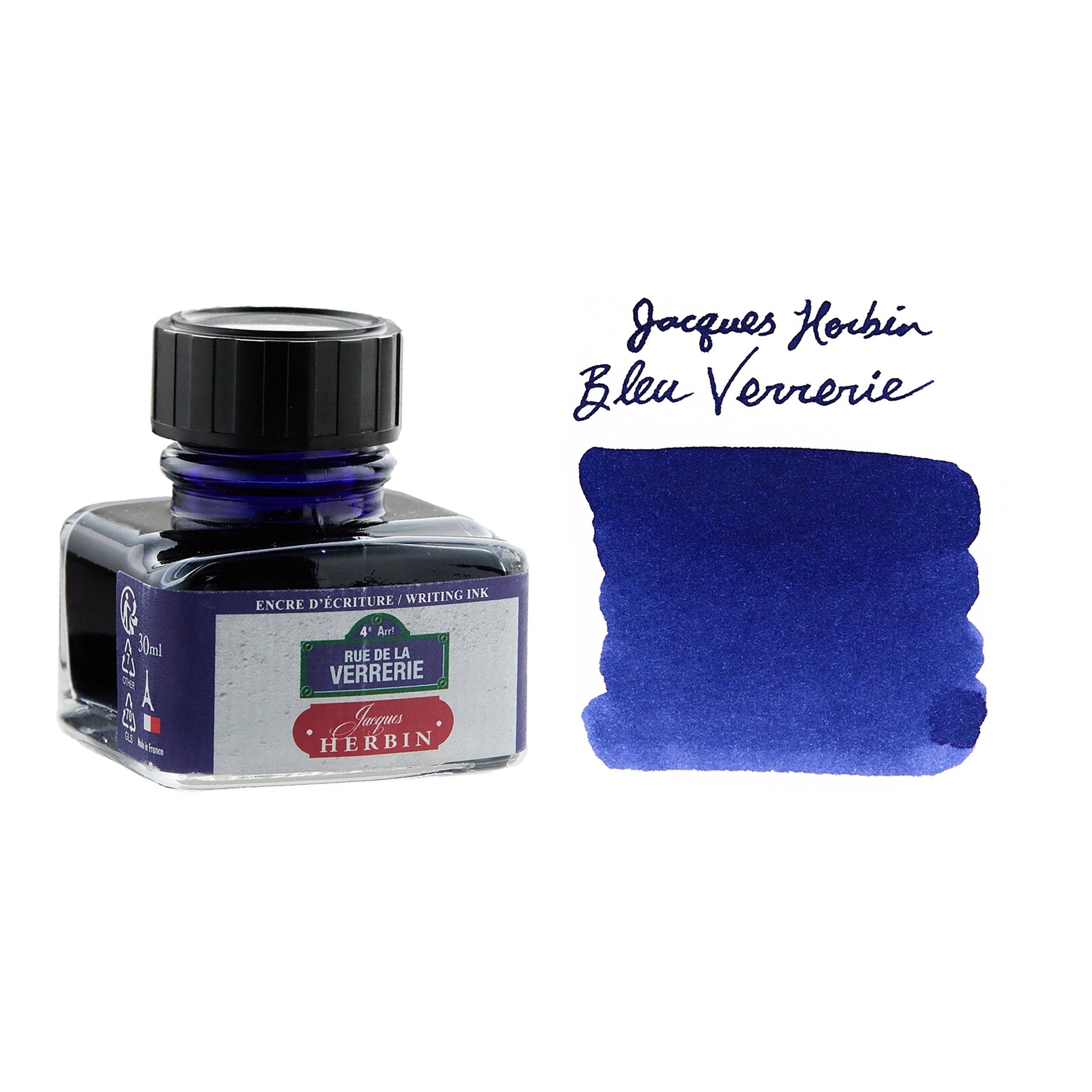 Jacques Herbin Bleu Verrerie - 30ml Bottled Fountain Pen Ink - The