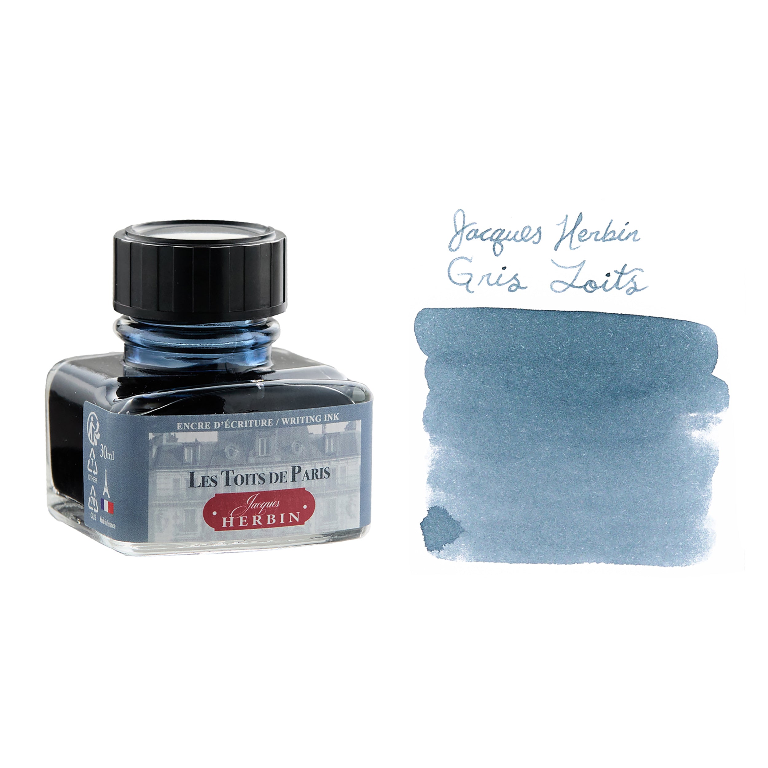 Jacques Herbin Gris Toits - 30ml Bottled Fountain Pen Ink - The