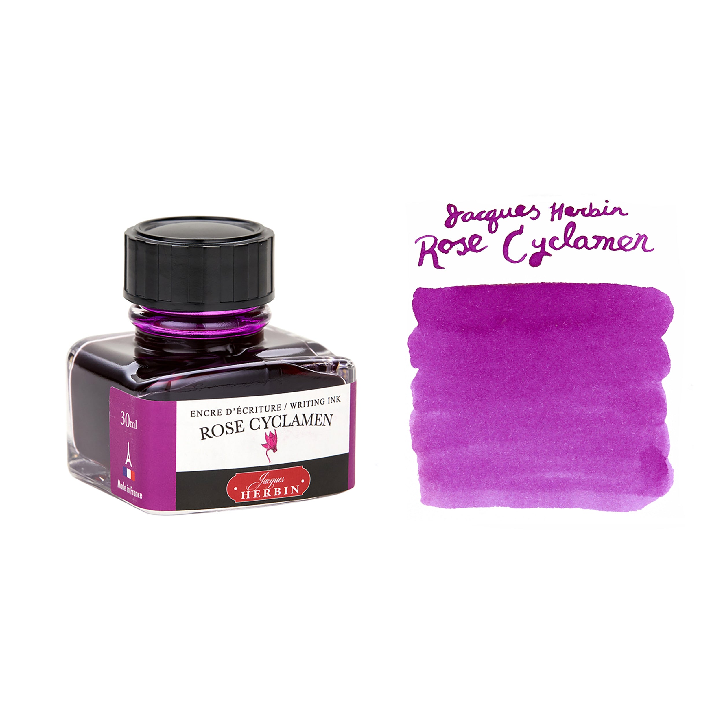 ローズクォーツインクリュージョン入り Jacques Herbin Rose Cyclamen - 30ml Bottled Fountain Pen Ink - The