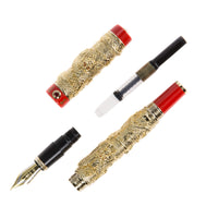 Jinhao 999 Dragon Fountain Pen - Gold/Red