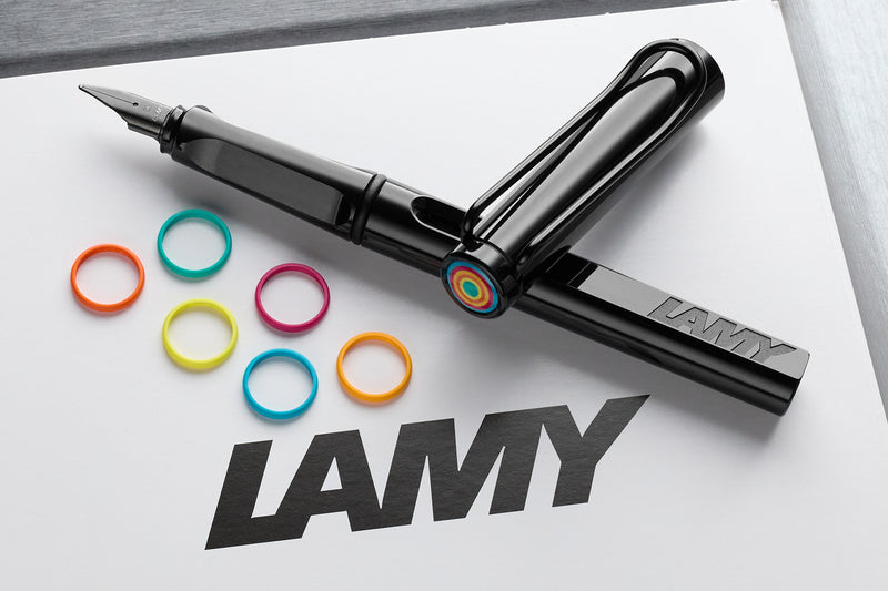LAMY safari Fountain Pen - all black-multi ring set (Special Edition)