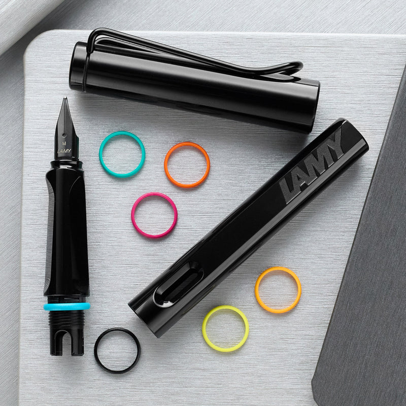 LAMY safari Fountain Pen - all black-multi ring set (Special Edition)