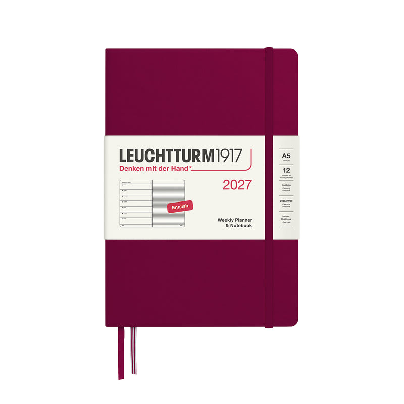 Leuchtturm1917 Medium A5 2027 Weekly Planner & Notebook - Port Red, Lined