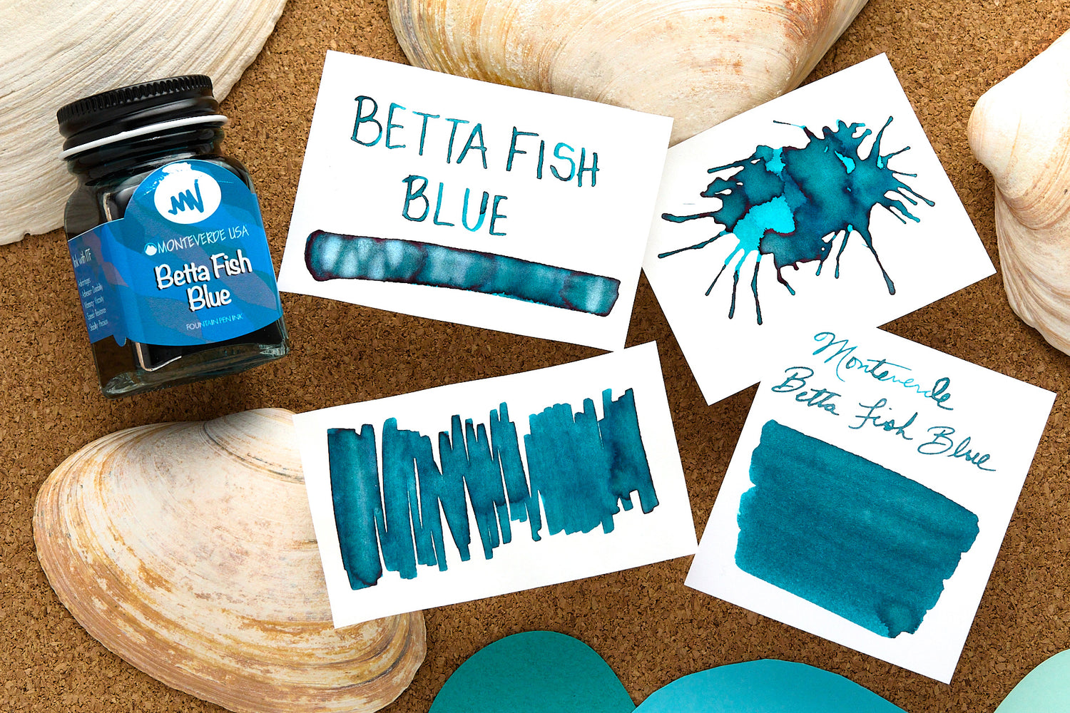 Two Fish Beta Ink Monteverde Betta Fish Blue - 30ml Bottled Fountain Pen Ink - The Goulet ...