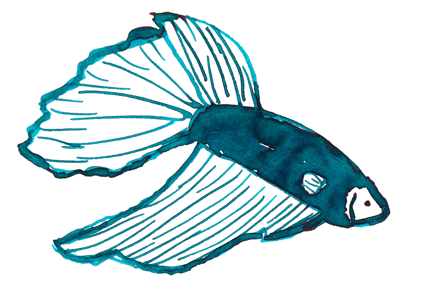Two Fish Beta Ink Monteverde Betta Fish Blue - Ink Sample - The Goulet Pen Company