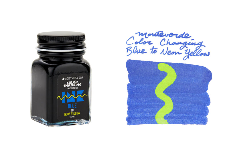 Monteverde Color Changing Blue to Neon Yellow - 30ml Bottled Ink