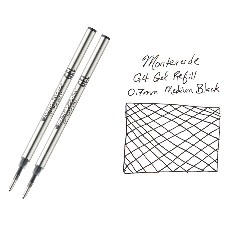 Monteverde Capped Gel G4 Rollerball Refill - Black 0.7mm Medium (2-Pack)