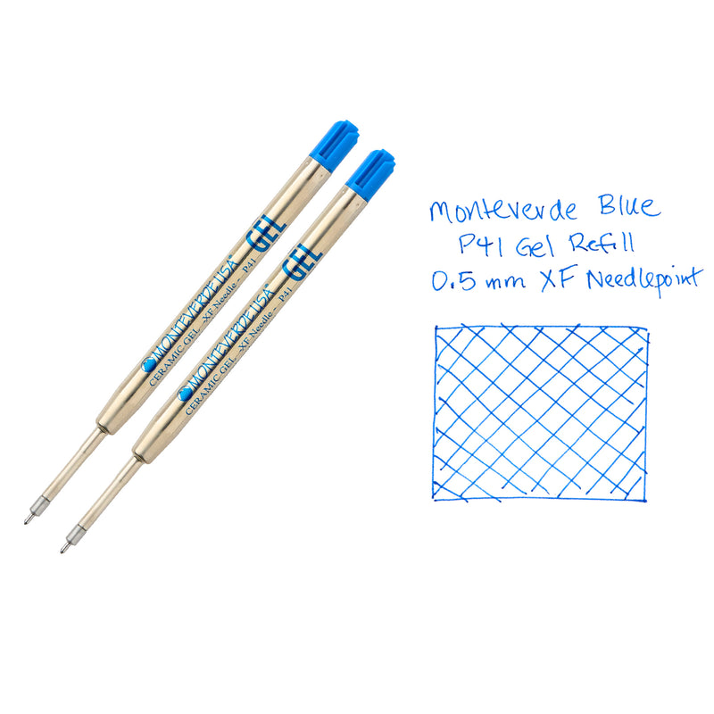 Monteverde Capless Gel P42 Rollerball Refills - Blue, 0.7mm Fine (2-Pack)