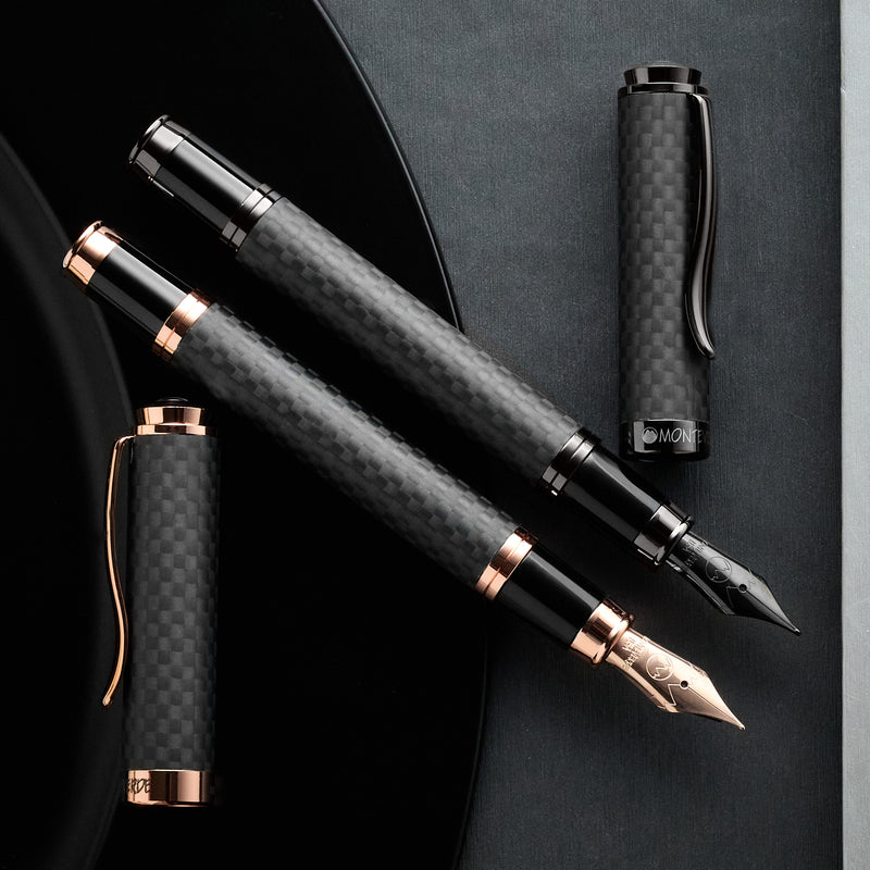 Monteverde Innova Fountain Pen - Matte Carbon Fiber/Rose Gold