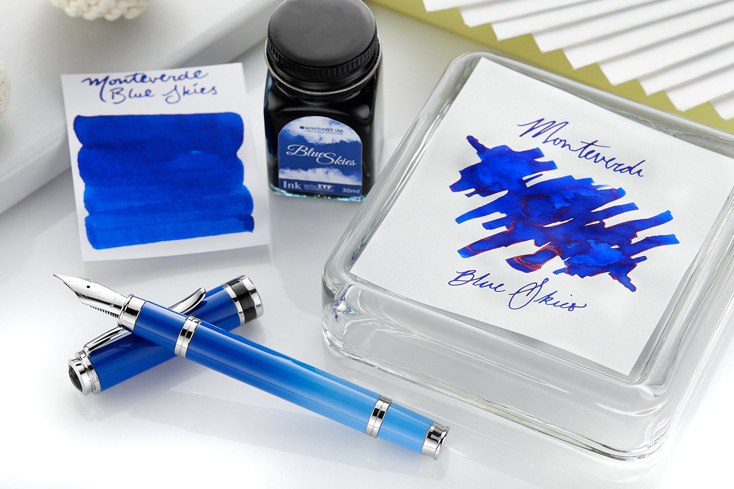 Monteverde Innova Fountain Pen and Ink Set - Blue Skies (Special Edition) - Medium
