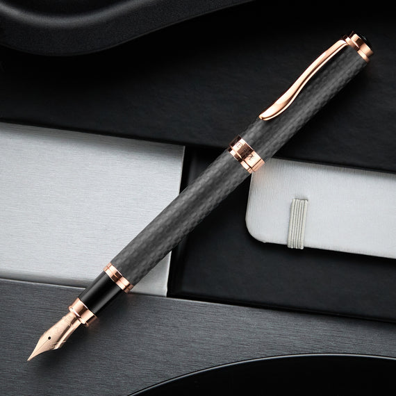 Monteverde Innova Fountain Pen - Matte Carbon Fiber/Rose Gold