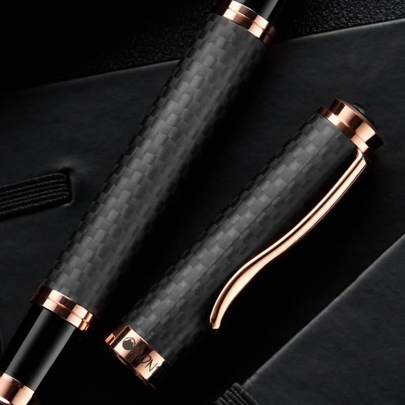 Monteverde Innova Fountain Pen - Matte Carbon Fiber/Rose Gold