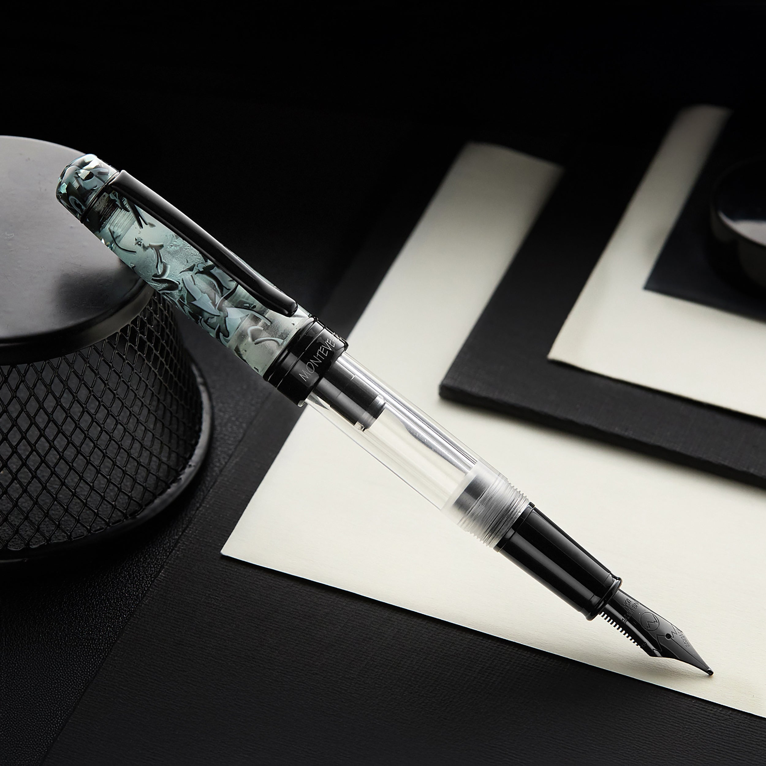 Monteverde Prima Piston Fountain Pen - Grey Marble (Special