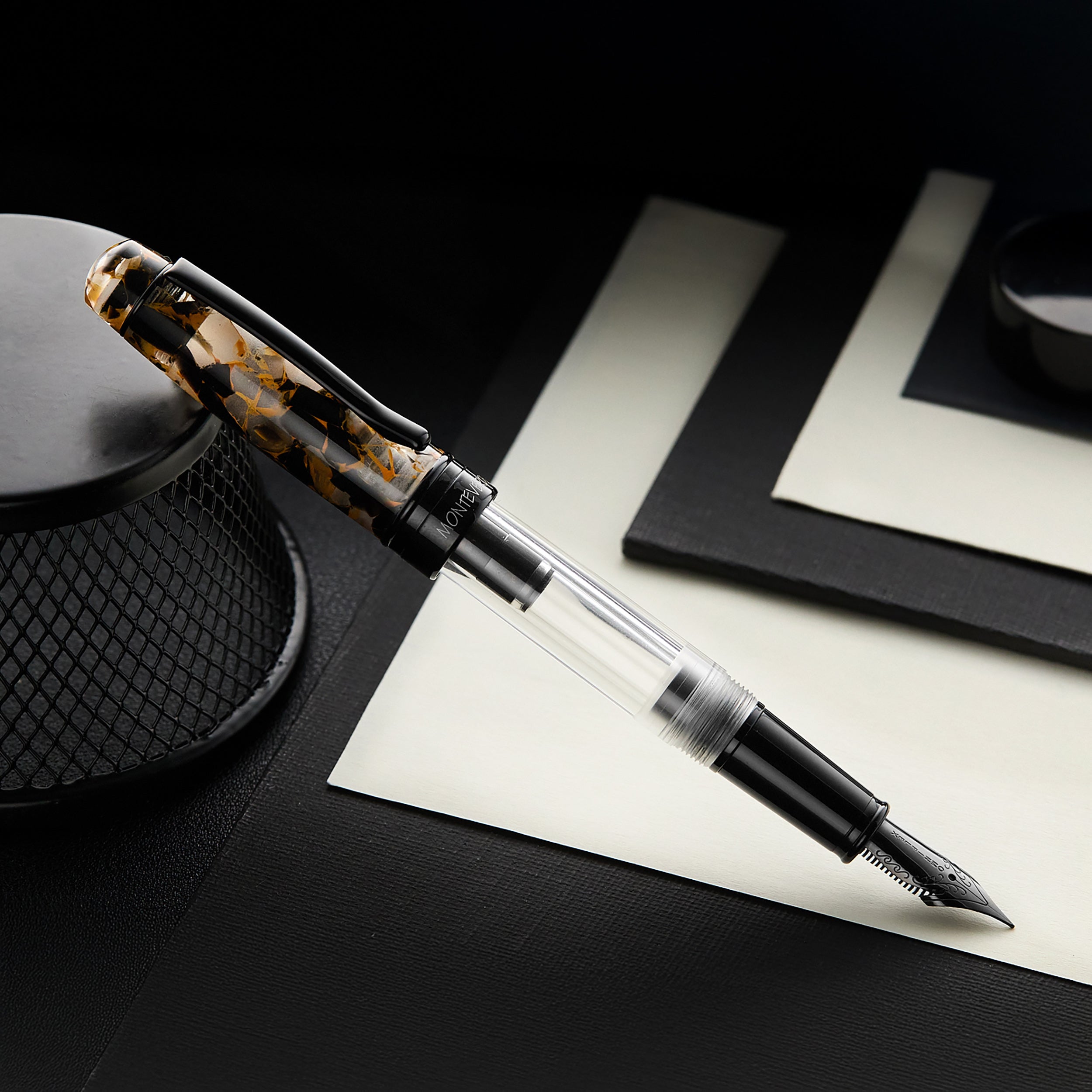 Monteverde Prima Piston Fountain Pen - Orange Marble (Special