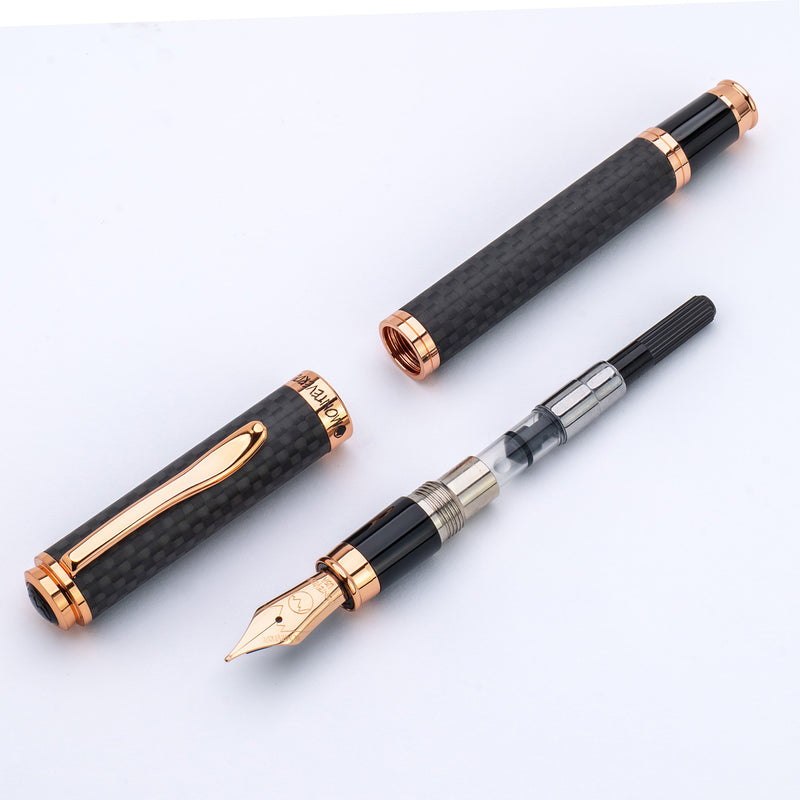 Monteverde Innova Fountain Pen - Matte Carbon Fiber/Rose Gold