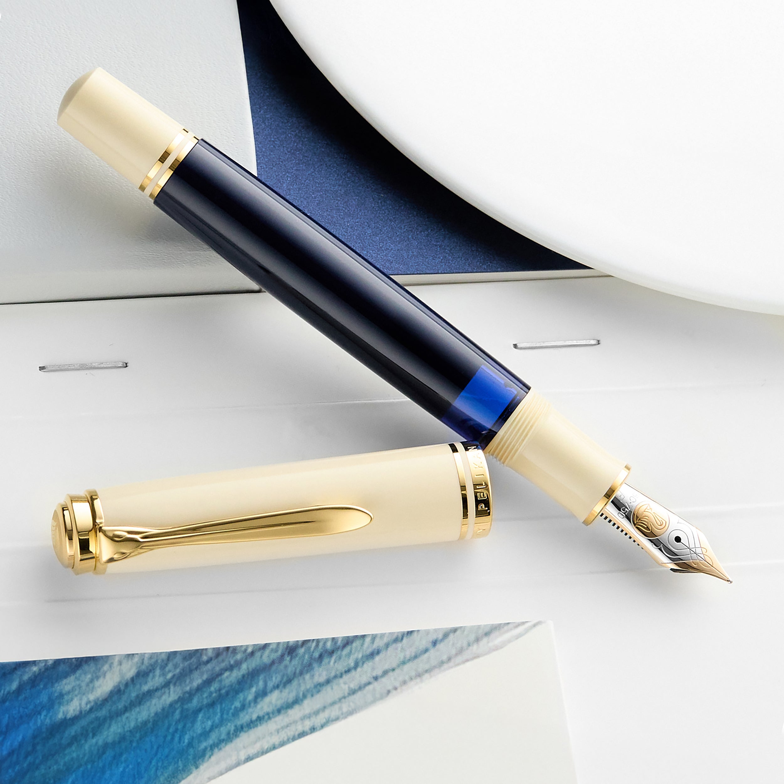 Pelikan M800 Fountain Pen - Cream Blue (Special Edition) - The