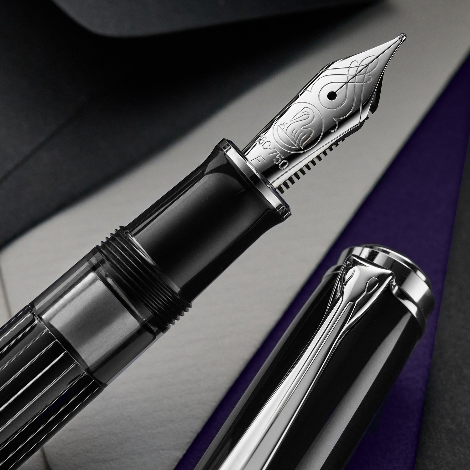 Pelikan M815 Fountain Pen - Metal Striped Black (Special Edition