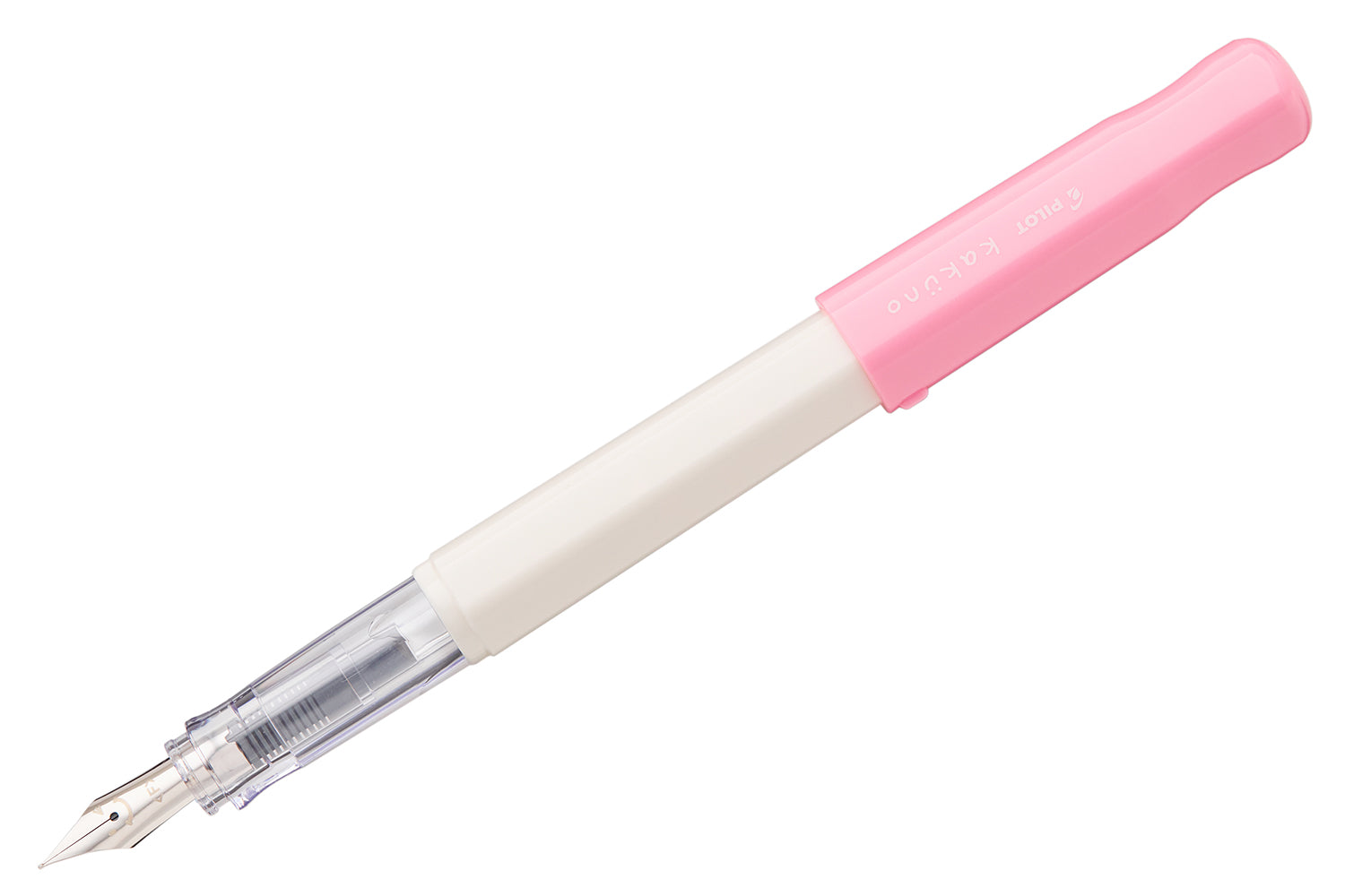Pluma Estilográfica Pilot Kakuno Punta Fina - Color Blanco Con Tapa Rosa Suave