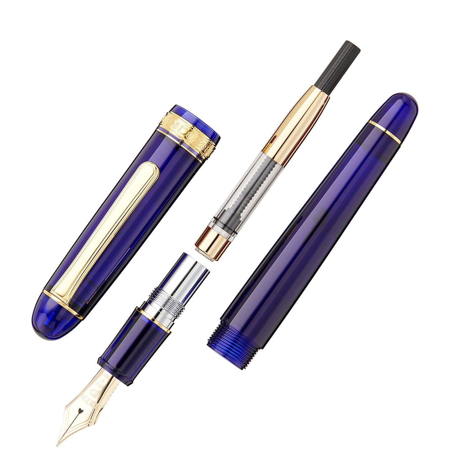 PLATINUM Penna stilografica giapponese #3776 Century Gold Trim Chartres Blue SF/Blu/0,30-036 mm/Fatto a mano/penna in oro 14 carati/con confezione regalo /penna stilografica, PNB15000-51SF PLATINUM Penna stilografica giapponese #3776 Century Gold Trim Chartres Blue SF/Blu/0,30-036 mm/Fatto a mano/penna in oro 14 carati/con confezione regalo /penna stilografica, PNB15000-51SF
