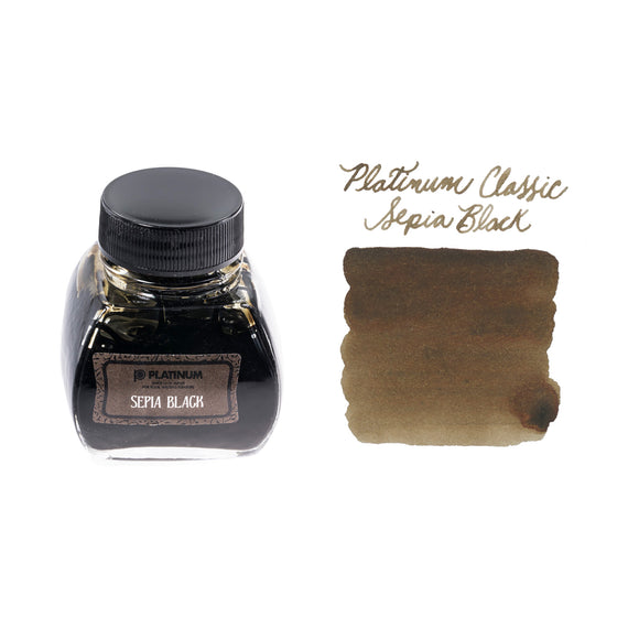 Platinum Classic Sepia Black - bottle and ink swab  on white background