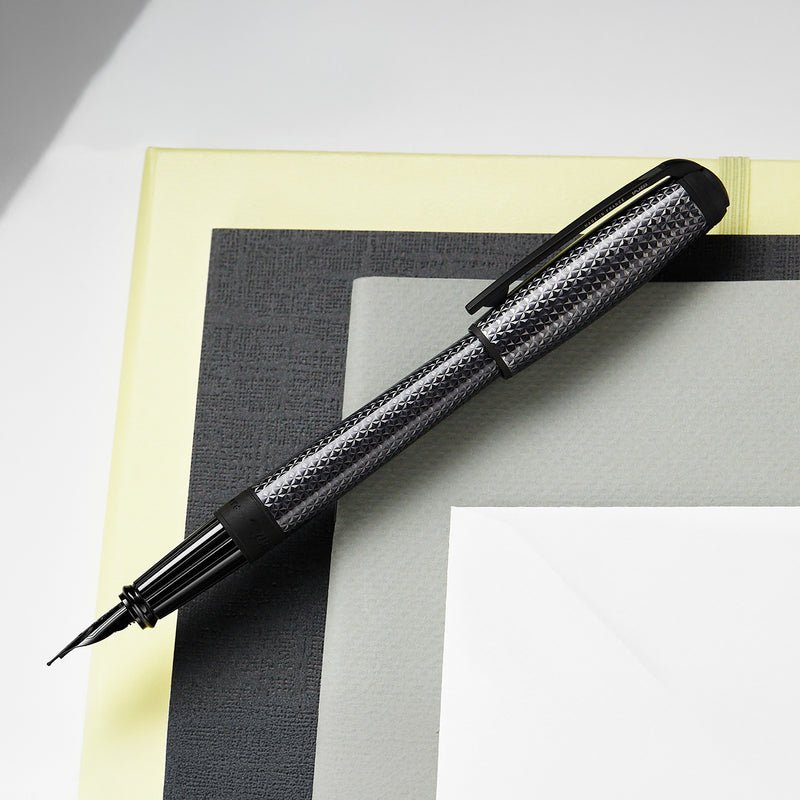 S.T. Dupont Line D Large Fountain Pen - Firehead Guilloche Graphite