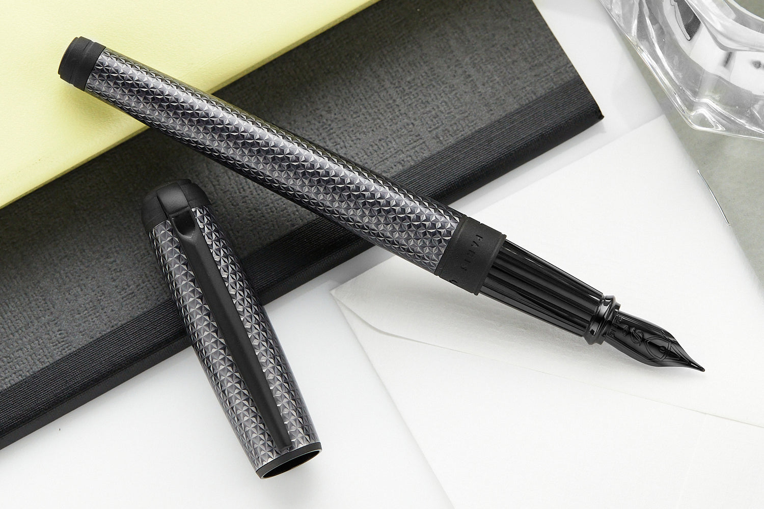 S.T. Dupont Line D Large Fountain Pen - Firehead Guilloche Graphite ...