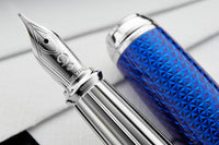 S.T. Dupont Line D Large Fountain Pen - Firehead Guilloche Ocean Blue