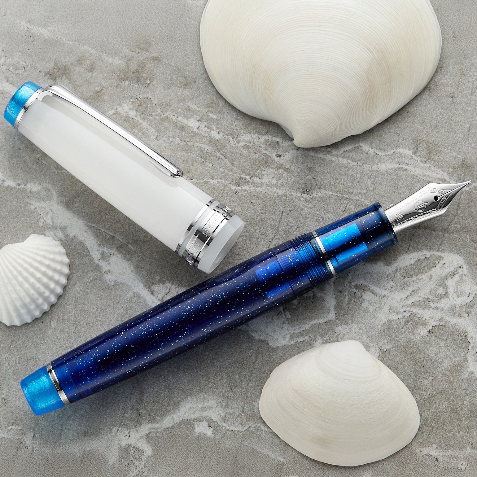 New $360 JACQUELINE SUN Silverstone/Semi-Flat Ultra Marine Gradient Santorini Japanese Movement - Ocean Blue main image 2