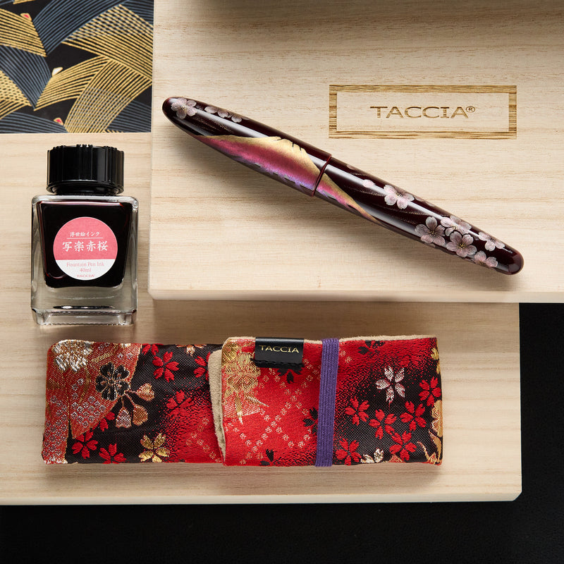 TACCIA Empress Maki-e Fountain Pen - Aka Fuji and Sakura Chinkin Benizakura (Limited Edition)