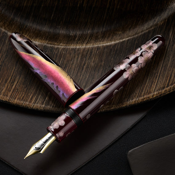TACCIA Empress Maki-e Fountain Pen - Aka Fuji and Sakura Chinkin Benizakura (Limited Edition)