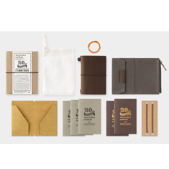 Traveler's Notebook - 20th Anniversary Card Size Set Brown (Special Edition)