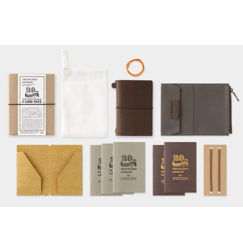 Traveler's Notebook - 20th Anniversary Card Size Set Brown (Special Edition)