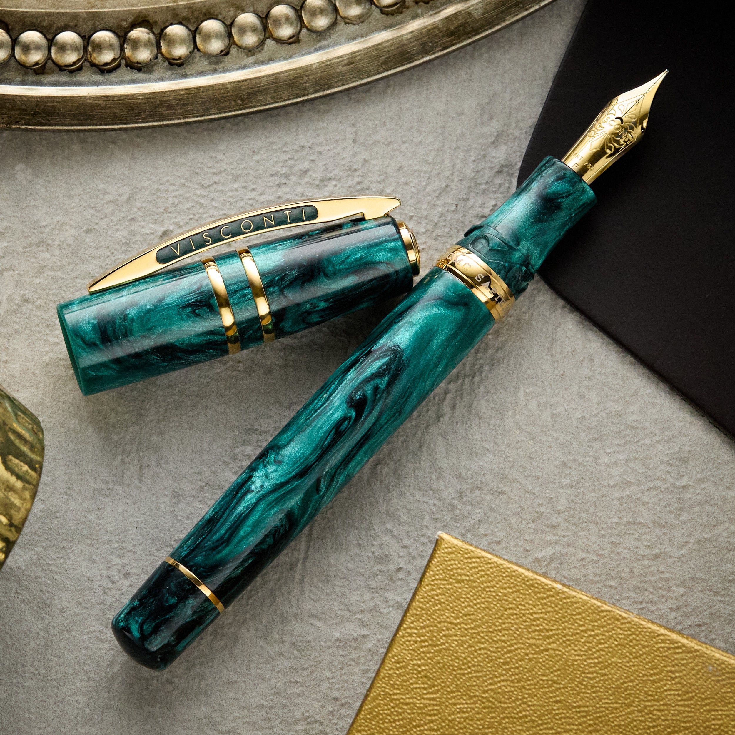 Visconti HomoSapiens マリーンスティール オーバーサイズ Visconti Homo Sapiens Fountain Pen - Dark Emerald (Limited Edition