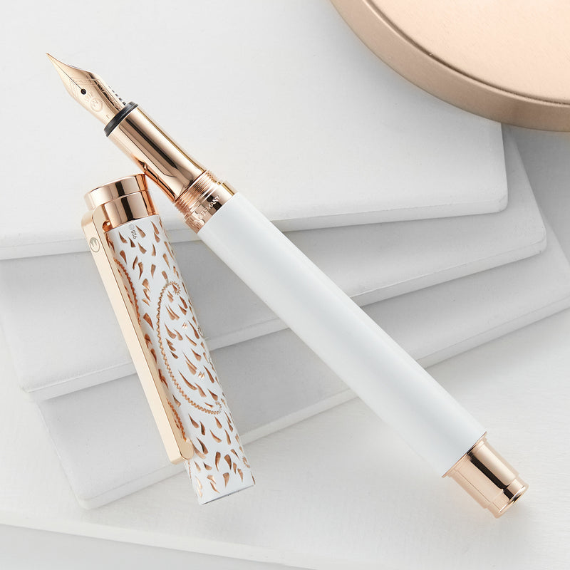 Waldmann Xetra Vienna Fountain Pen - White/Rose Gold