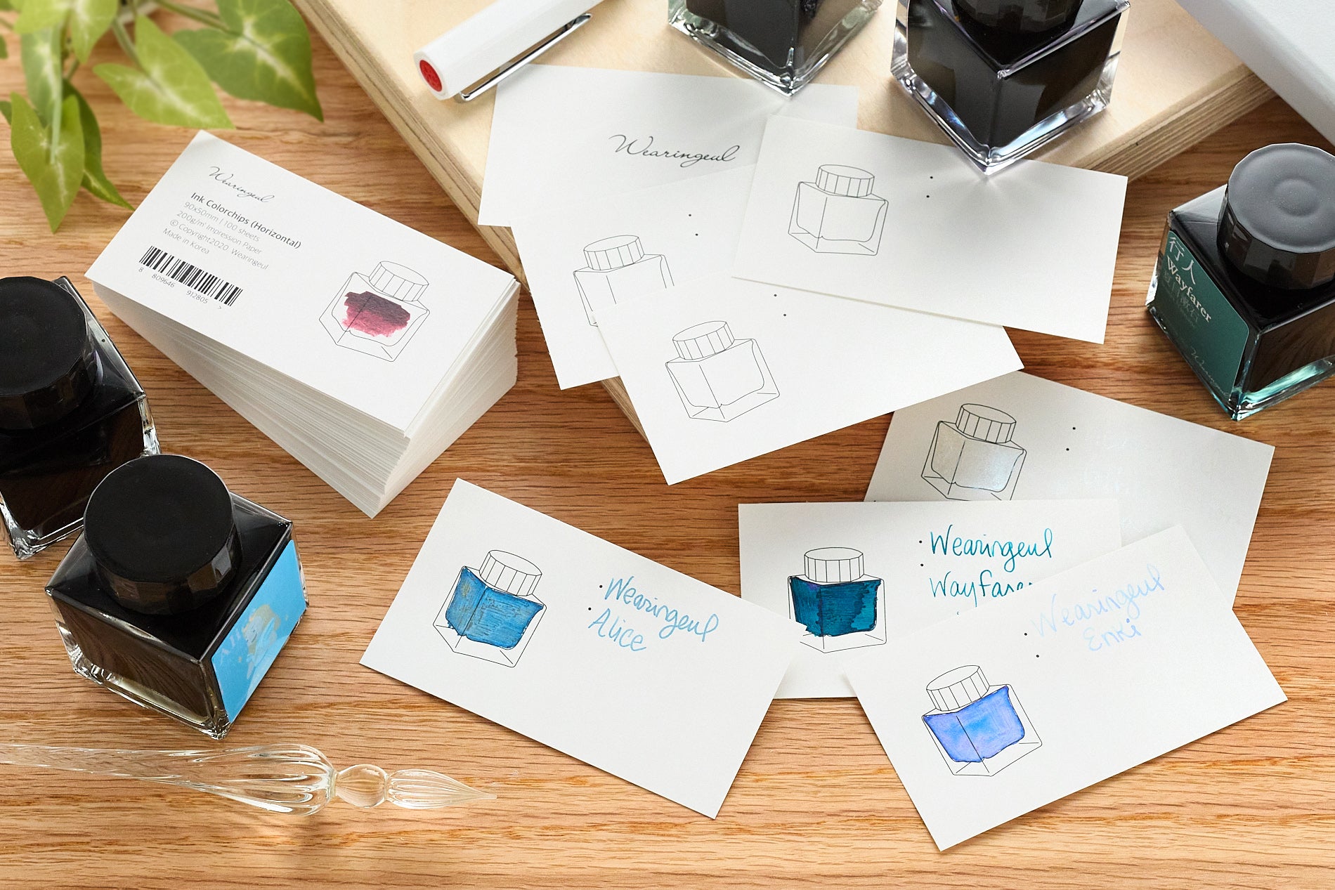 Coloured Ink Back Wearingeul Ink Color Swatch Cards - Bottle - The Goulet Pen Company