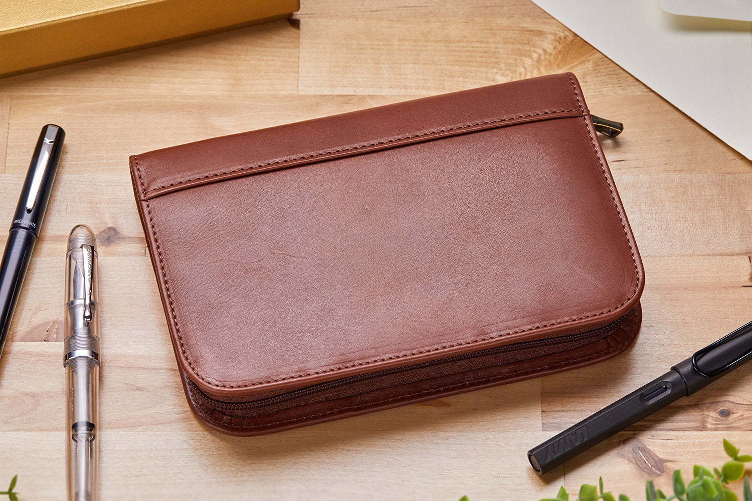 Aston Leather 10 Slot Pen Case - Tan