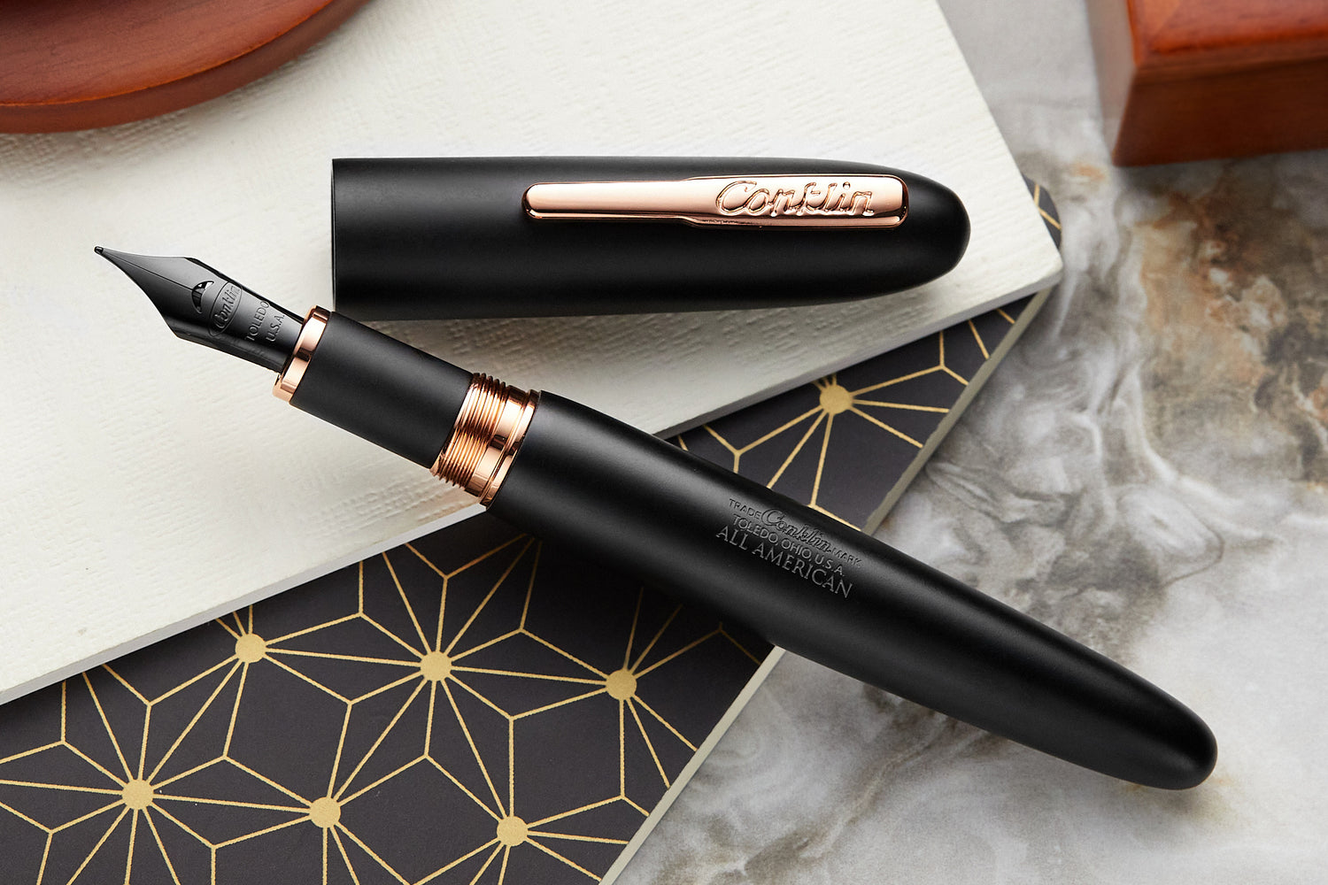 Conklin All American Fountain Pen - Matte Black/Rose Gold (Limited