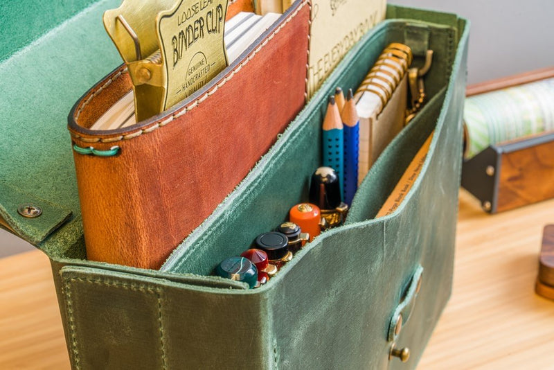 Galen Leather Writer's Medic Bag - Crazy Horse Forest Green