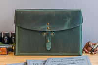 Galen Leather Writer's Medic Bag - Crazy Horse Forest Green