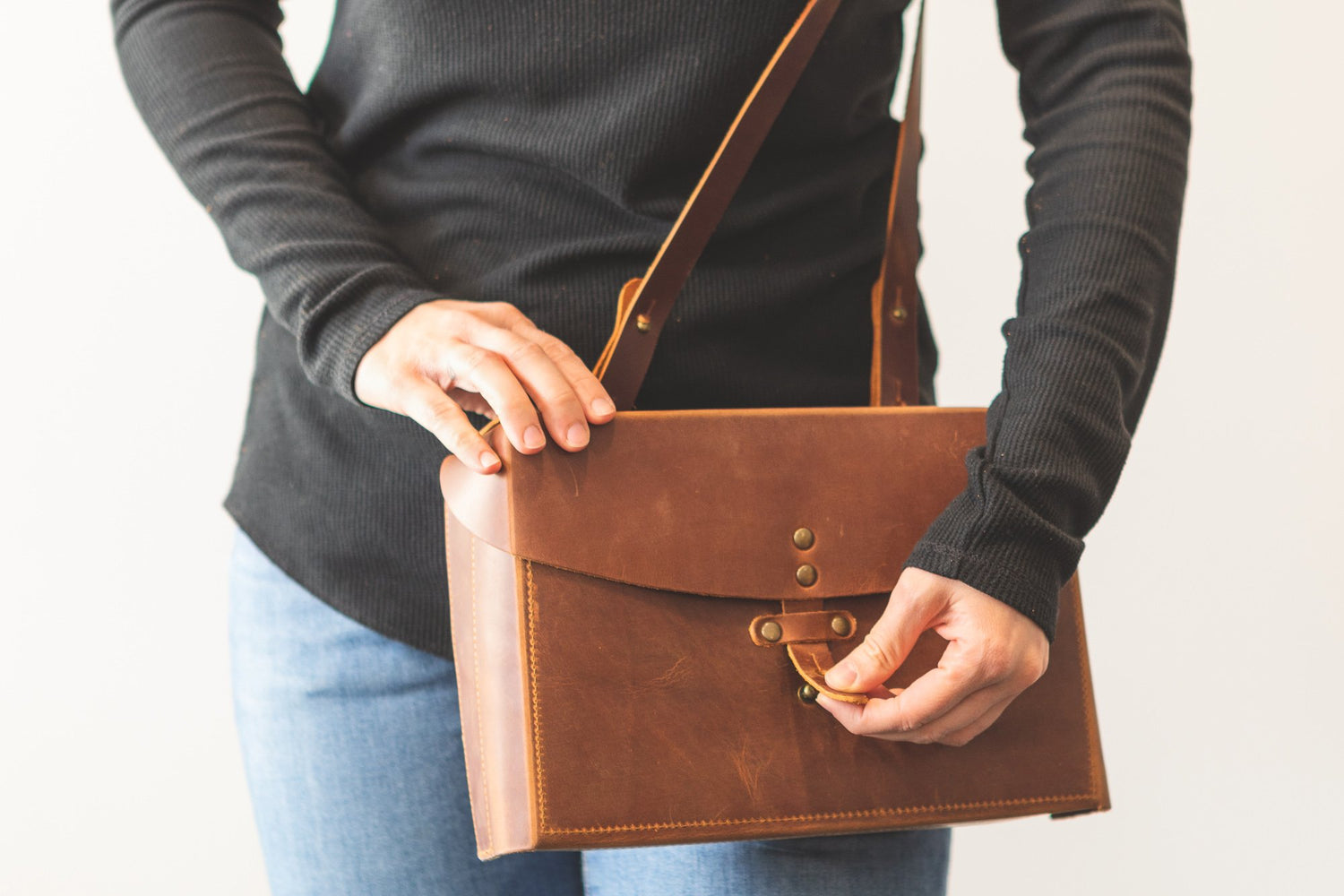 Handmade Green Leather Tote Bag - Galen Leather