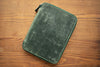 Galen Leather Zippered A5 Notebook Folio - Crazy Horse Forest Green